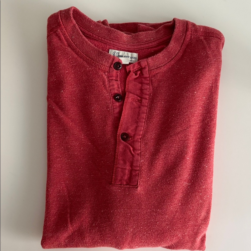J. Crew Men’s Heathered Orange Sweatshirt Henley Shirt Size Large